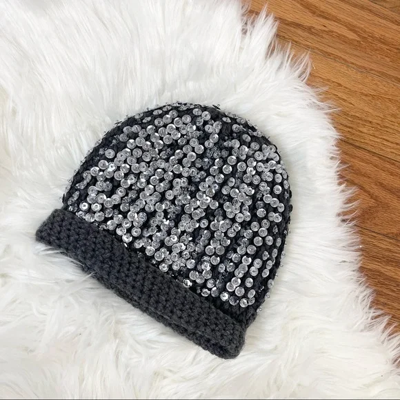 Accessories | Nwot Sequins Beanie Hat Reversible Gray  display picture 1